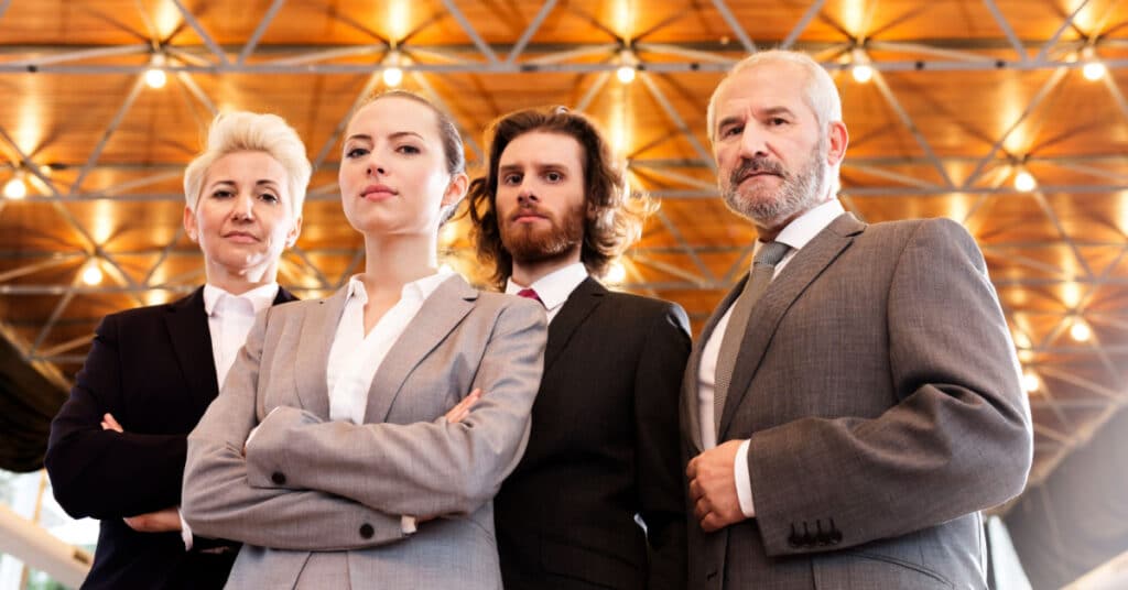 A group of intimidating business consultants.