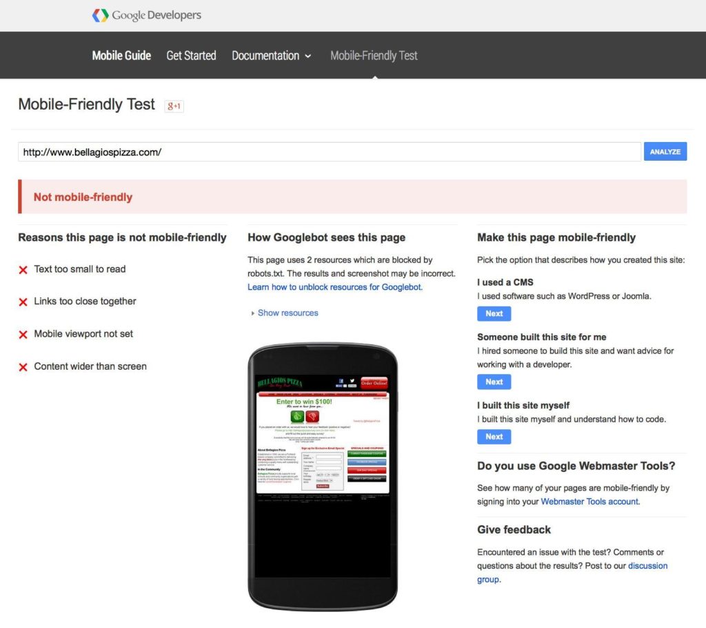 Mobile Friendly Test
