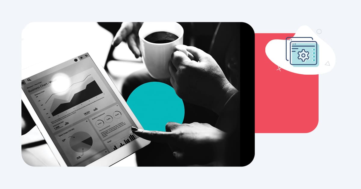 A tablet showing lead scoring data on the screen.