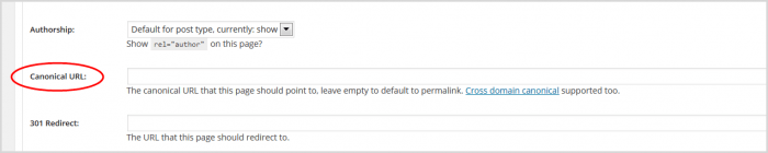 Yoaast advanced SEO canonical field