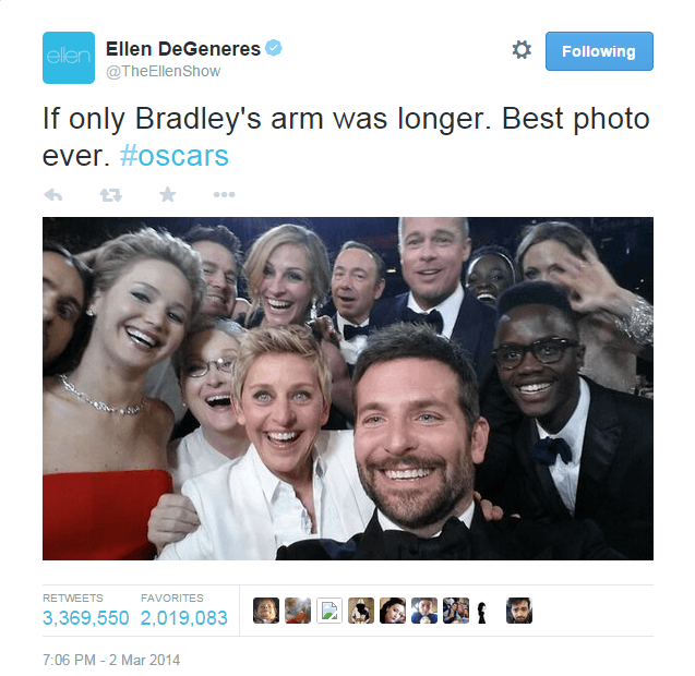 Ellen DeGeneres Oscar Selfie